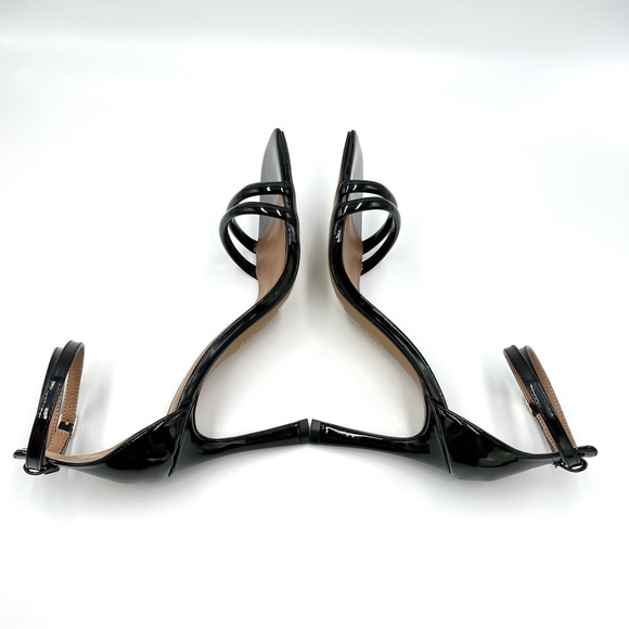 Chinese Laundry Faux Vegan Black Patent Leather Ankle Strap Dress Sandals Heels - Picture 8 of 13